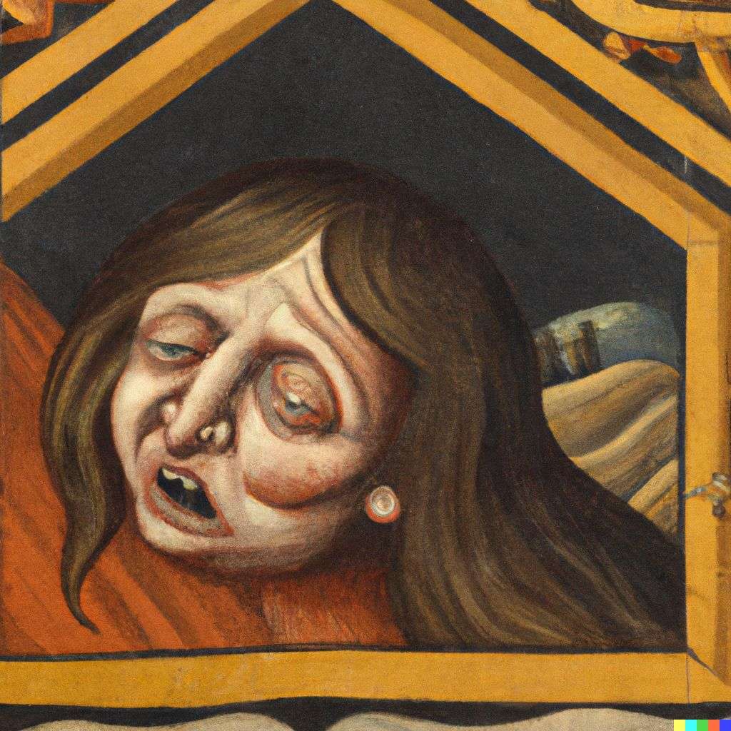 a representation of anxiety, painting from the 15th century